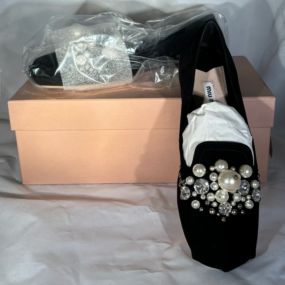 Miu Miu Suede Printed Loafers